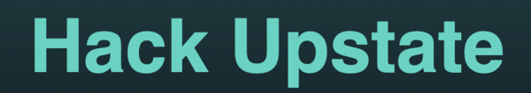 The HackUpstate logo, with the words HackUpstate in a teal.