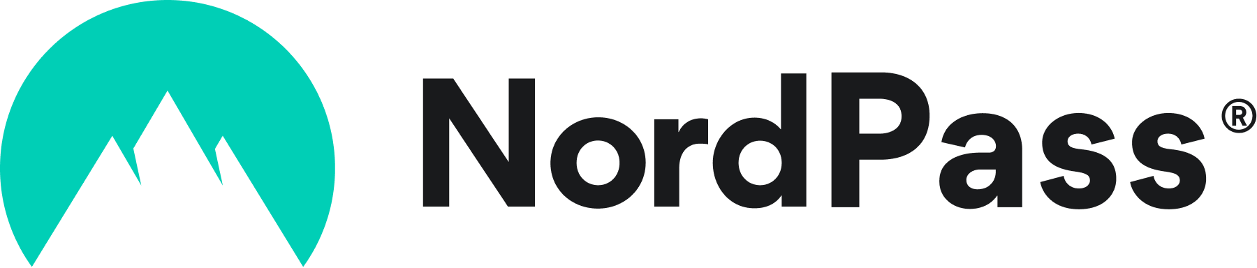 The NordPass Logo, a stylized white mountain against a teal backdrop, with the words NordPass flanking it from the right.