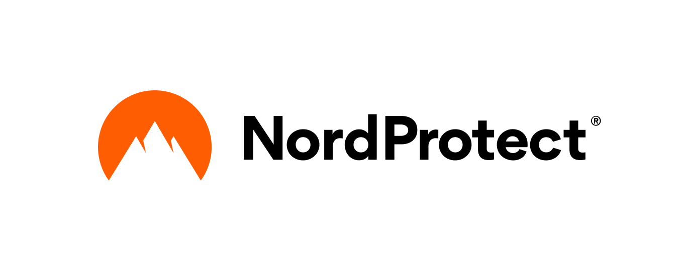 The NordVPN Logo, a stylized white mountain against a blue backdrop, with the words nordVPN flanking it from the right.