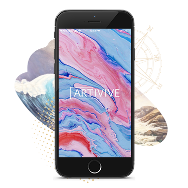 1: Smartphone displaying Artivive app splash screen